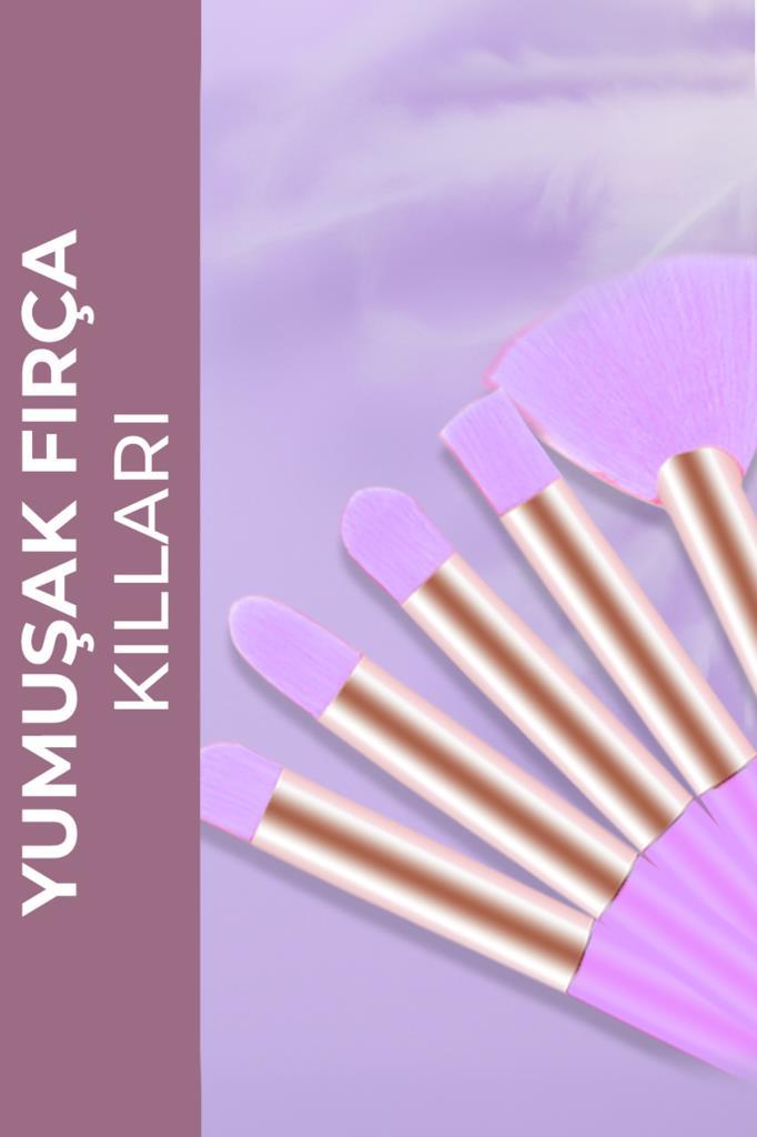 8'li Silindir Kutulu Fırça Seti Lila