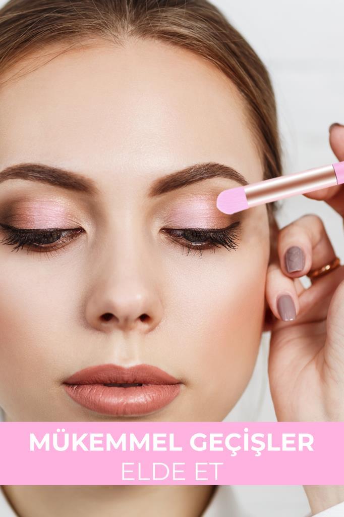 8'li Silindir Kutulu Fırça Seti Toz Pembe