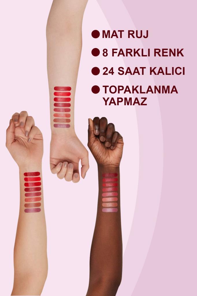 MUJGAN Soft Bright 8'li Mat Ruj Seti Siyah Ambalaj
