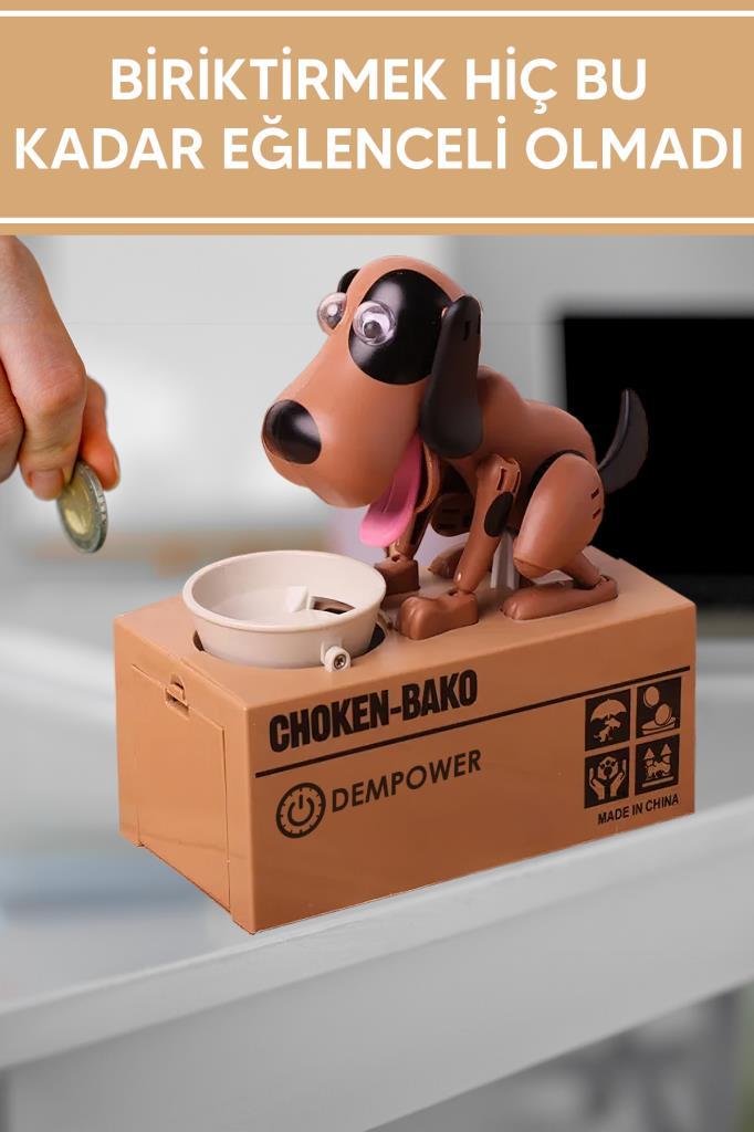 Para Yiyen Köpek Kumbara Kahve-Siyah