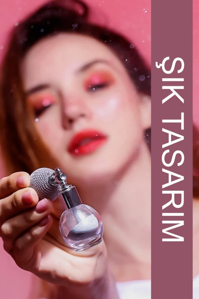 Parfüm Şekilli Sprey Simli Pudra Pembe