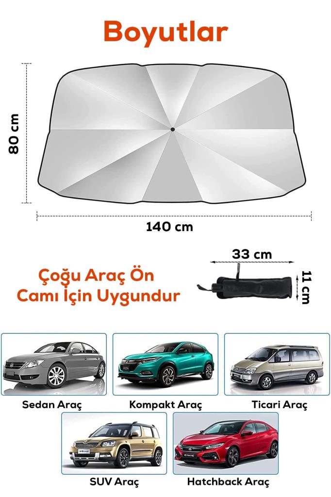Portatif Araç Ön Cam Güneşlik Şemsiye