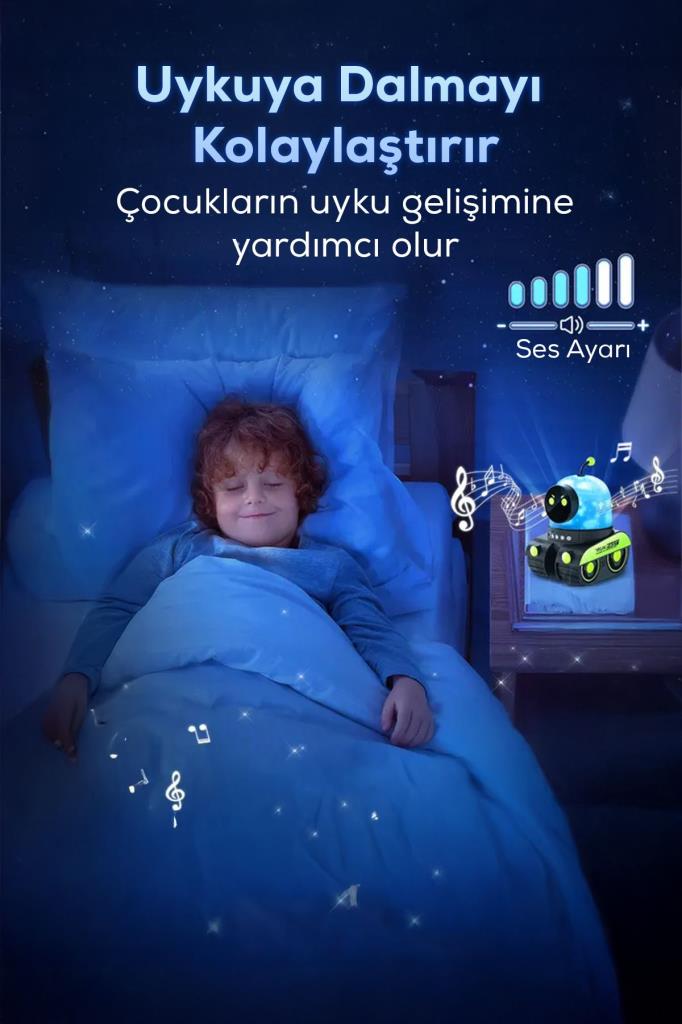 Robot Şekilli Müzikli Projektör Gece Lambası