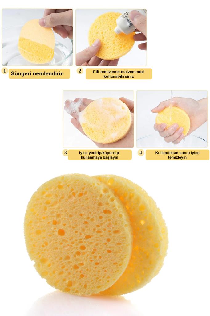 Sarı Renk 2'li Yüz Temizleme Süngeri
