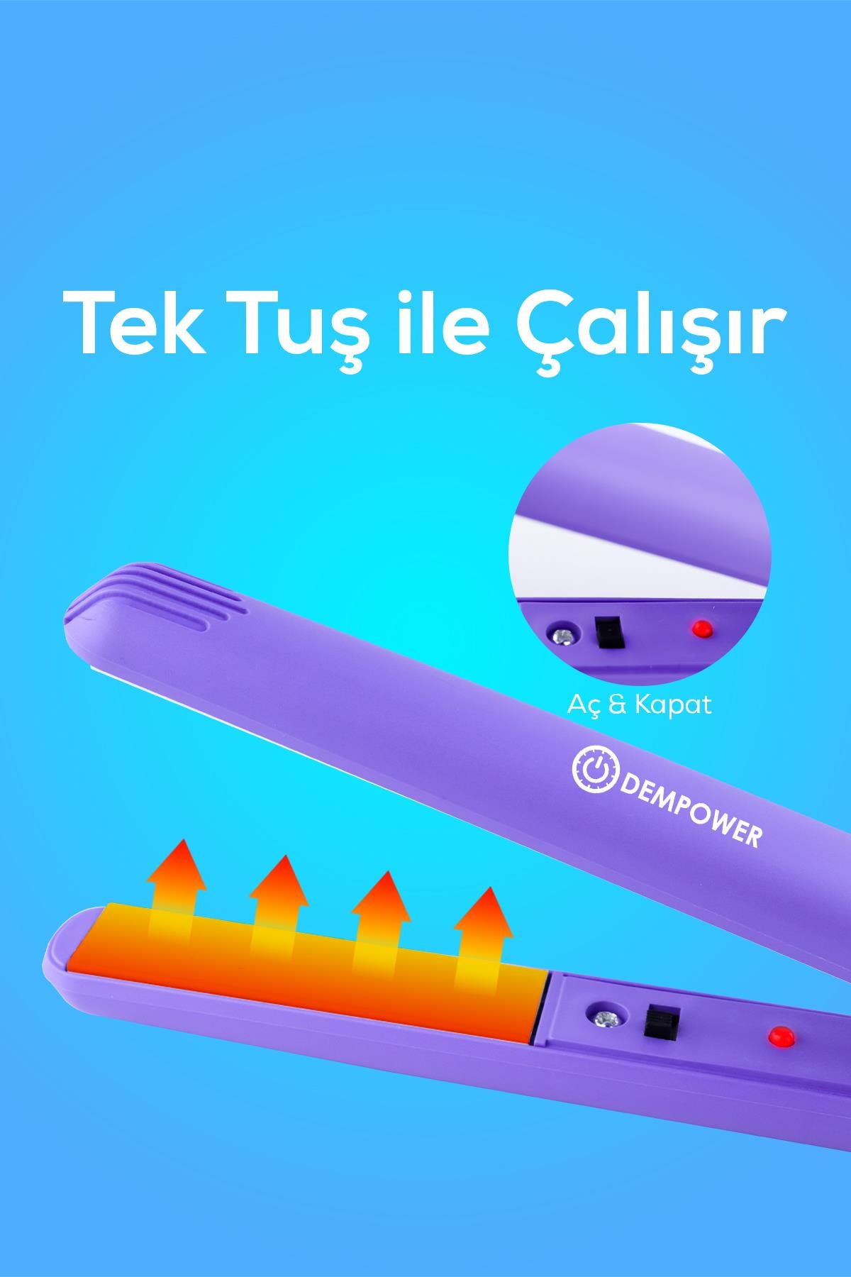 Seyahat Tipi Mini Saç Düzleştirici Mor