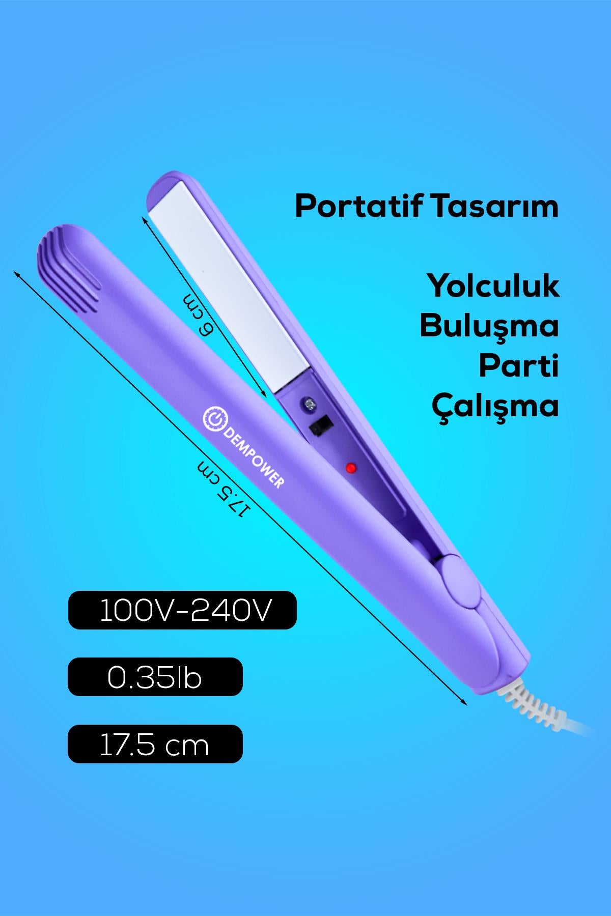 Seyahat Tipi Mini Saç Düzleştirici Mor