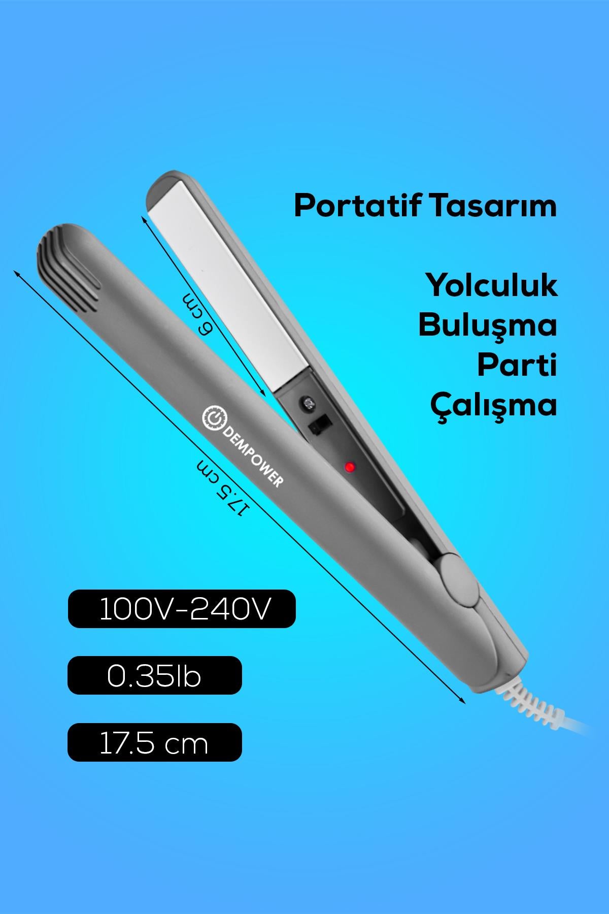 Seyahat Tipi Mini Saç Düzleştirici Siyah