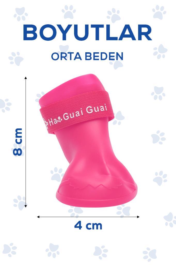 Silikon Su Geçirmez Kedi Köpek Ayakkabısı Mavi M Beden