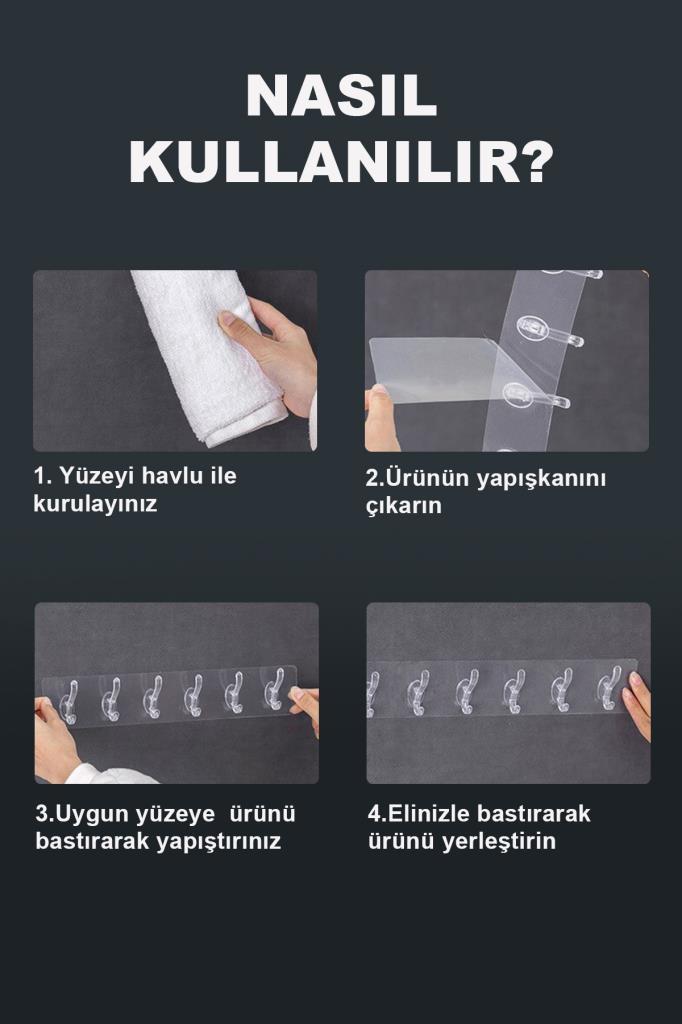 Su Geçirmez Yapışkanlı Şeffaf Askılık
