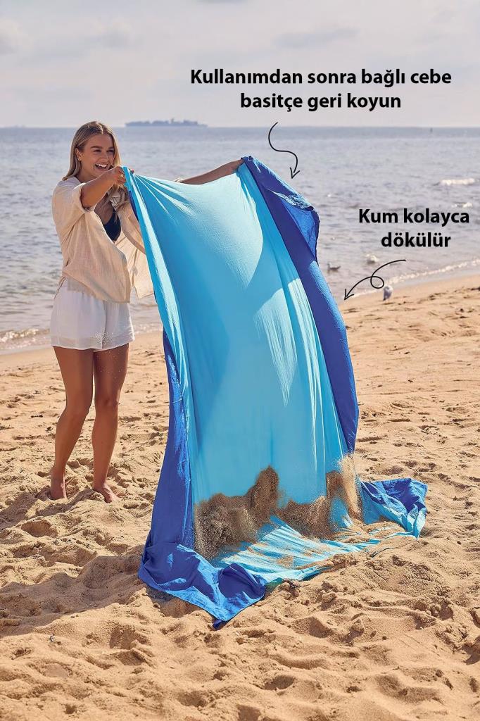 Su ve Kum Geçirmez, Sabitlenebilir, Portatif Plaj Piknik Örtüsü