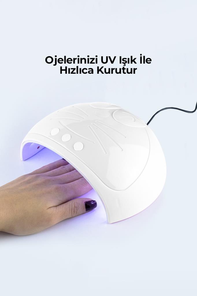 Sun3-15 Ultraviyole Işıklı Oje Kurutucu Makine Kedi Baskılı Beyaz