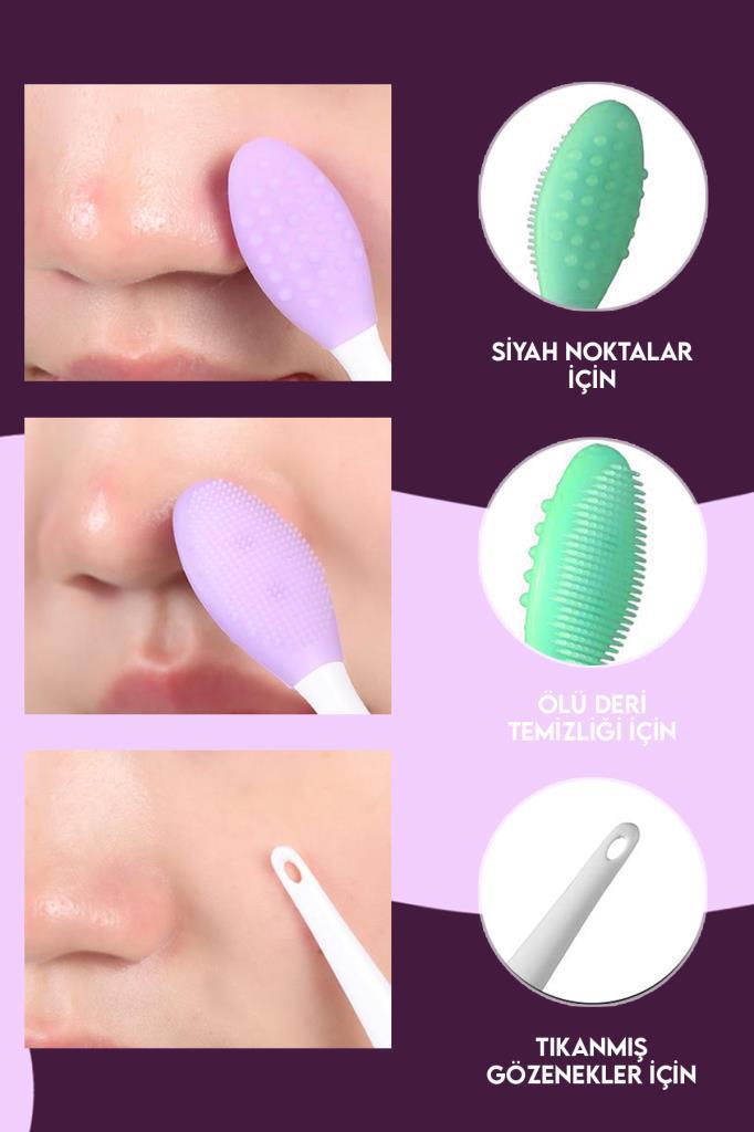 T Bölge Yüz Temizleyici Siyah Nokta Ve Cilt Temizleme Aparatı Uzun Sap Mor