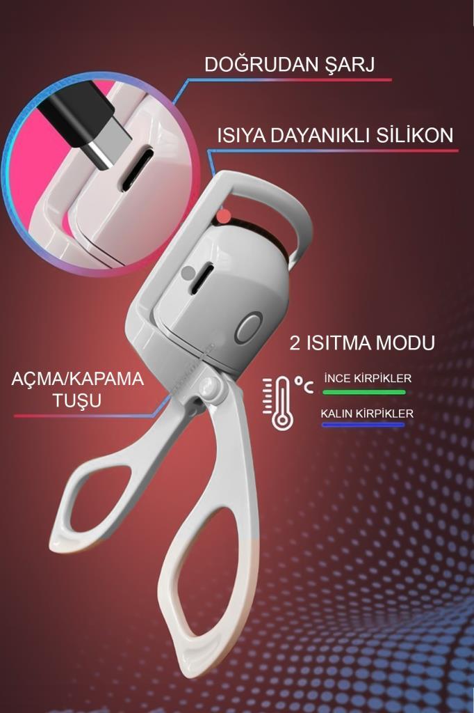 Taşınabilir Elektrikli Kirpik Kıvırıcı Beyaz