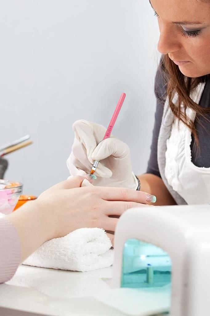 Tırnak Süsleme Nail Art 8'li Fırça Seti Pembe Renk