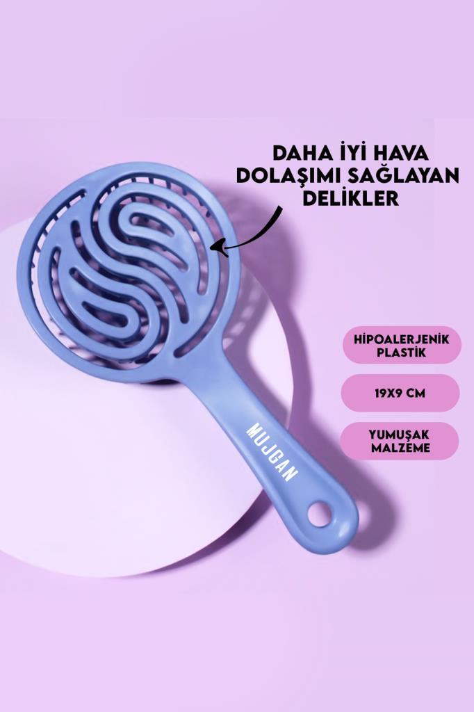 Yuvarlak Vegan Saç Açma Tarak Mavi