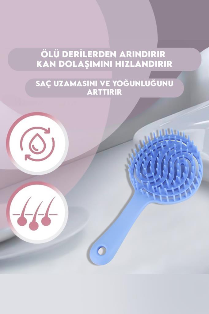 Yuvarlak Vegan Saç Açma Tarak Mavi