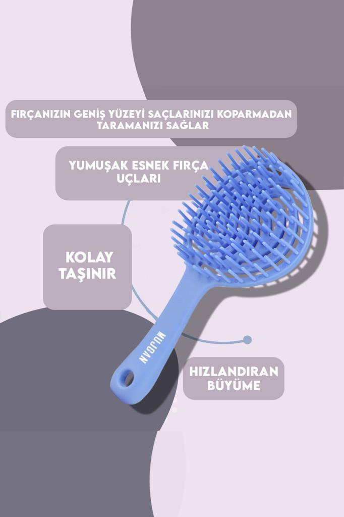 Yuvarlak Vegan Saç Açma Tarak Mavi