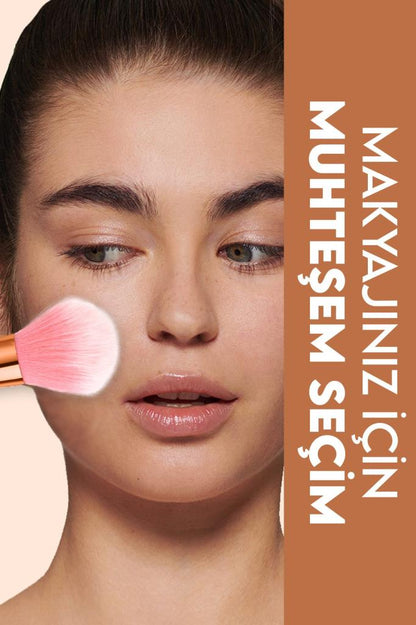 10'lu Parlak Balık Makyaj Fırça Seti Gold Renk