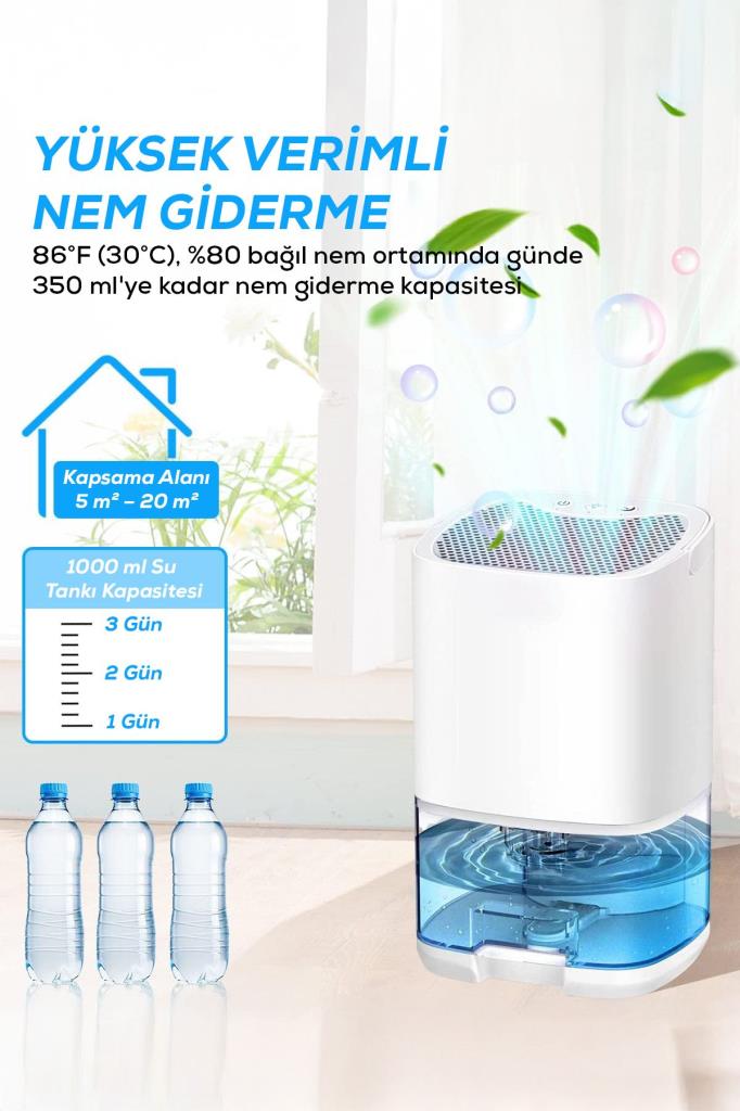 1000ml Su Hazneli Led Işıklı Nem Alma Cihazı