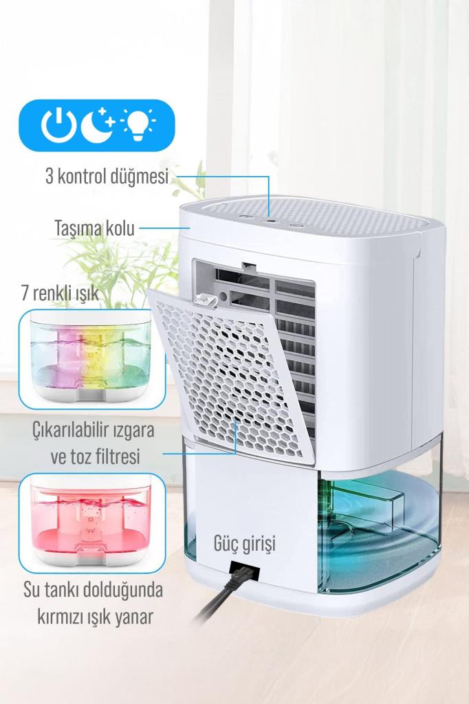1000ml Su Hazneli Led Işıklı Nem Alma Cihazı