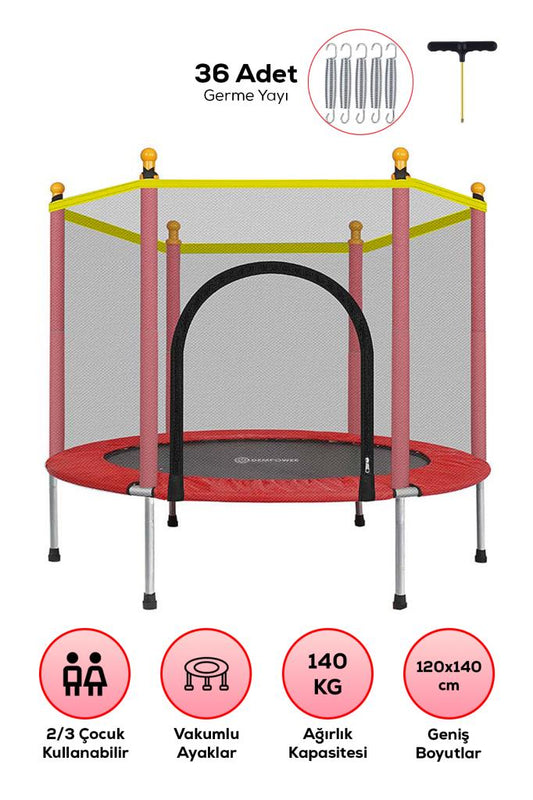 140 KG Taşıma Kapasiteli 120x140 cm Koruma Fileli Trambolin