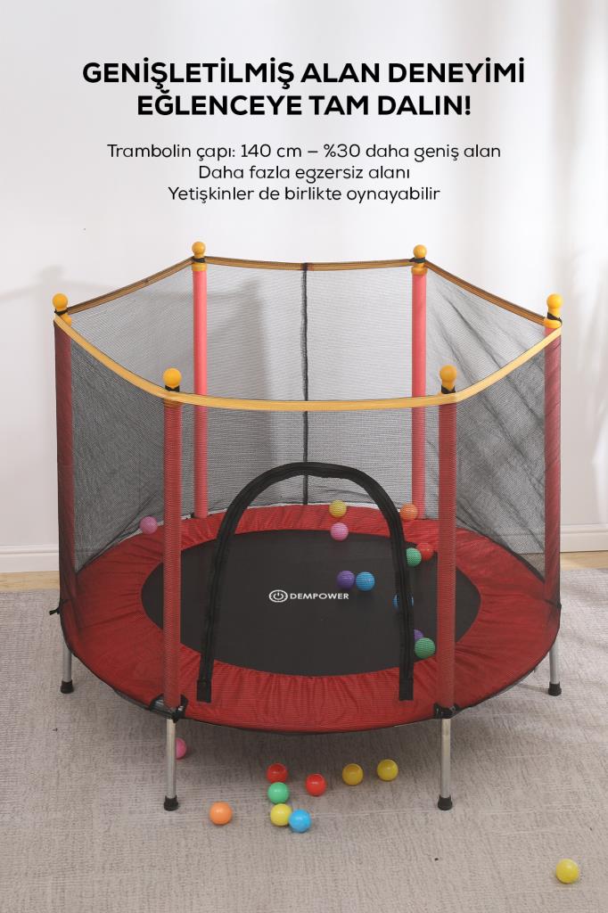 140 KG Taşıma Kapasiteli 120x140 cm Koruma Fileli Trambolin