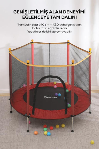 140 KG Taşıma Kapasiteli 120x140 cm Koruma Fileli Trambolin