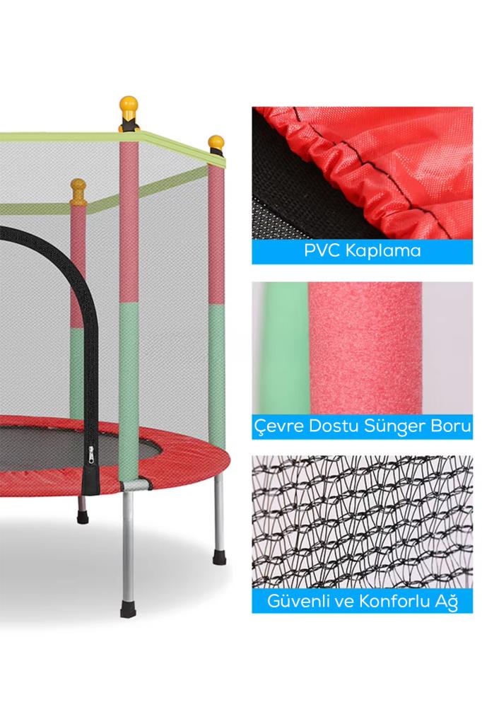 140 KG Taşıma Kapasiteli 120x140 cm Koruma Fileli Trambolin