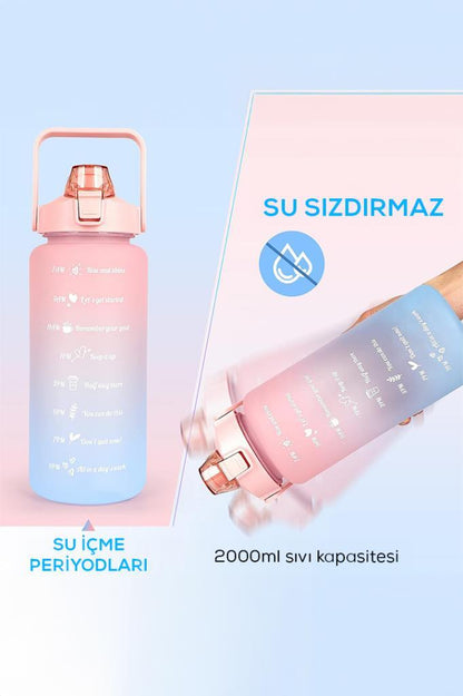 1500 Ml Pipetli Renkli Matara Mavi