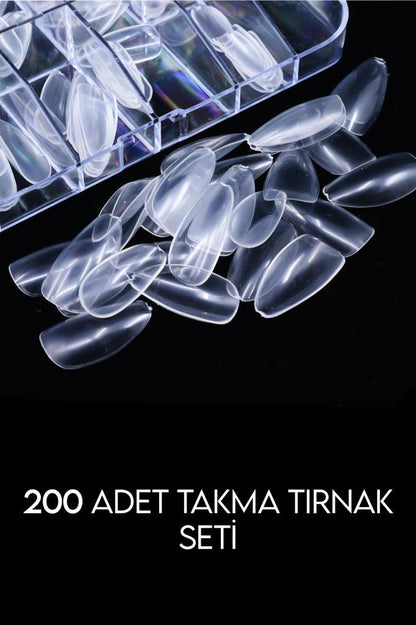 2 Adet 100'lü Badem Model Takma Tırnak Şeffaf