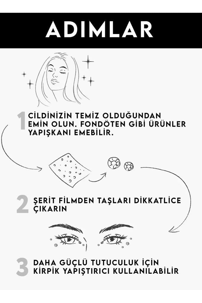 2'li Kendinden Yapışkanlı Yüz Taşı Pembe ve Sarı Damla Model