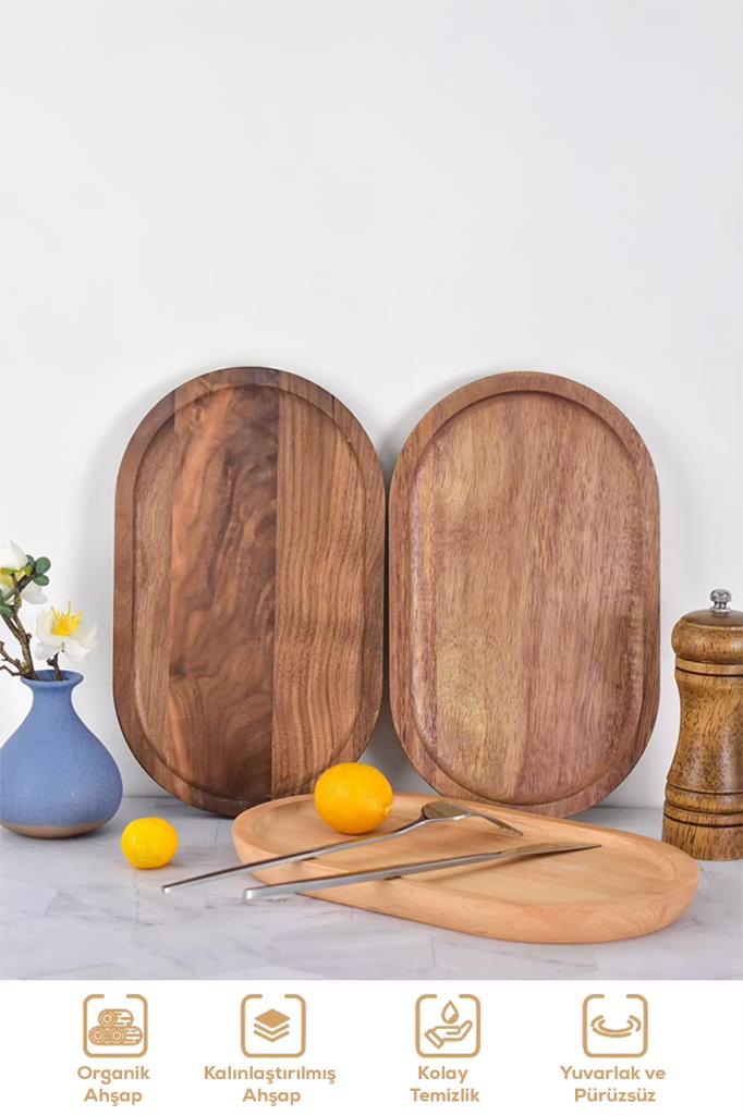 2’li Oval Bambu Sunum Tabağı Seti