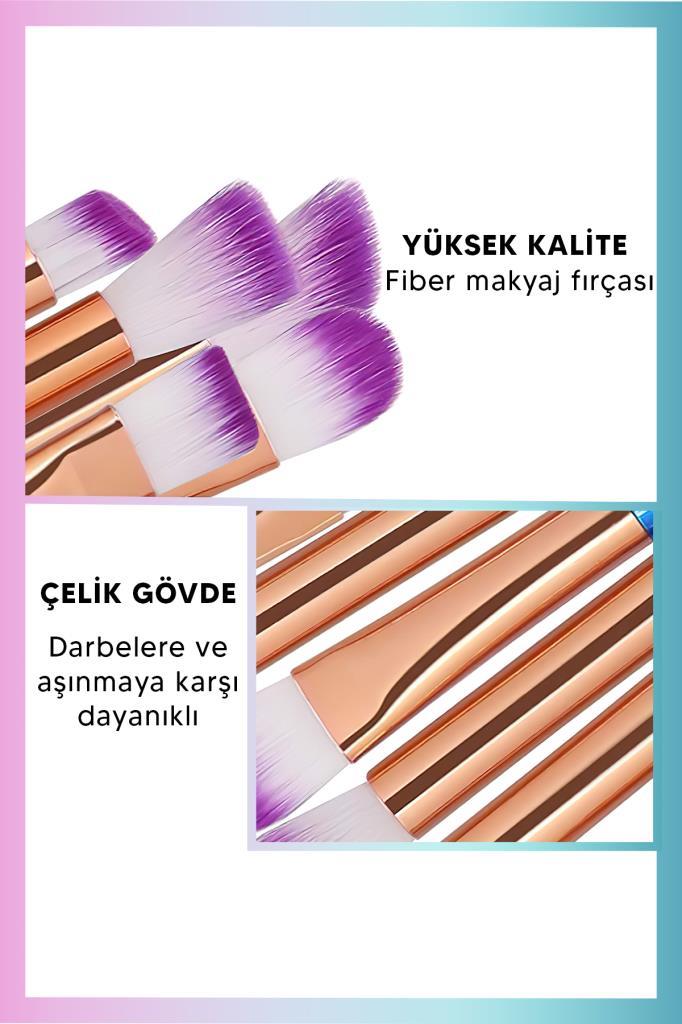 20’li Unicorn Desenli Makyaj Fırça Seti