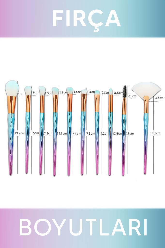 20’li Unicorn Desenli Makyaj Fırça Seti