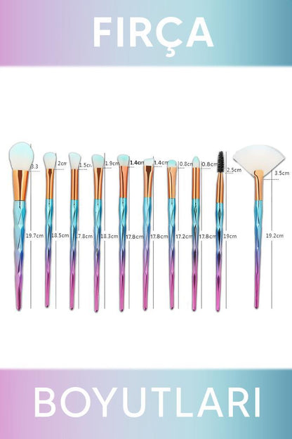 20’li Unicorn Desenli Makyaj Fırça Seti