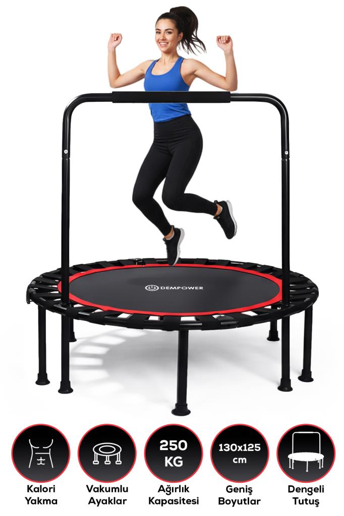 250 KG Taşıma Kapasiteli 130x125 cm Katlanabilir Destekli Trambolin