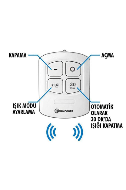 3'lü Uzaktan Kumandalı Yapışkanlı Kablosuz Led Spot Lambalar