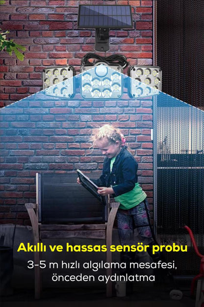 3 Modlu, Hareket Sensörlü, Su Geçirmez, Uzaktan Kumandalı Solar LED Lamba