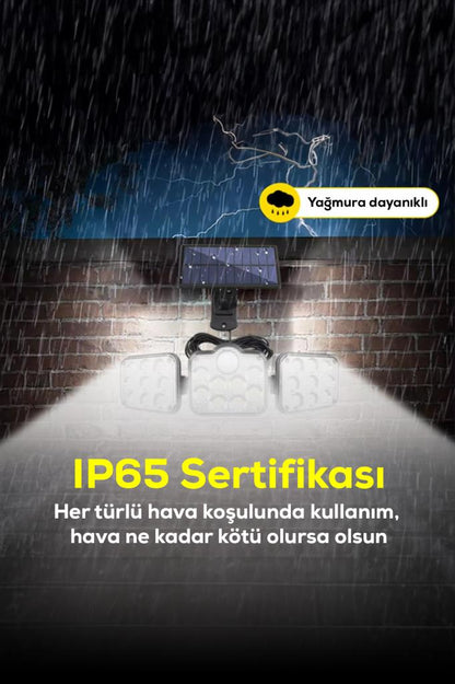 3 Modlu, Hareket Sensörlü, Su Geçirmez, Uzaktan Kumandalı Solar LED Lamba