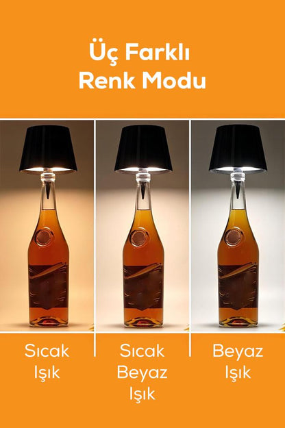3 Modlu, Şarjlı, Dokunmatik, Kablosuz Dekoratif Şişe Lambası