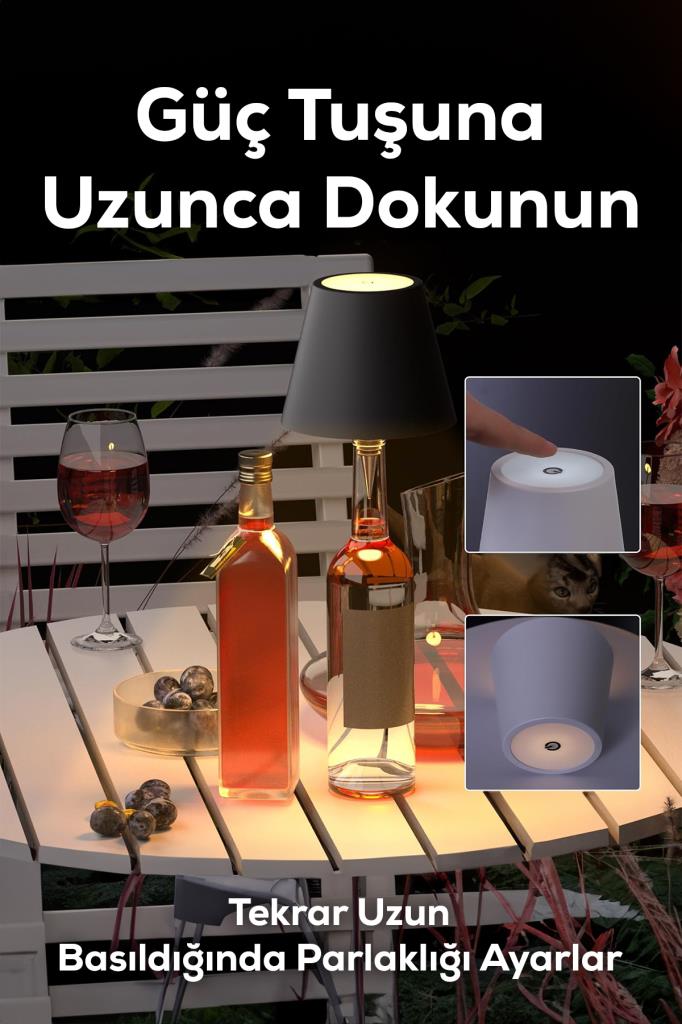 3 Modlu, Şarjlı, Dokunmatik, Kablosuz Dekoratif Şişe Lambası