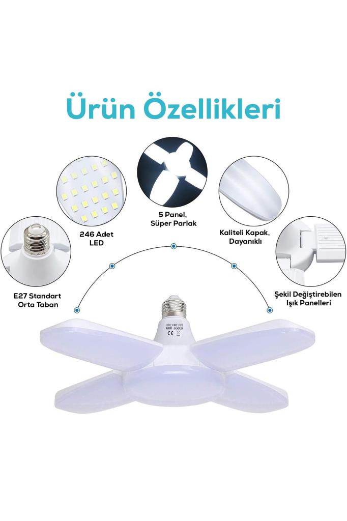 4 Kanatlı Katlanabilir Led Lamba