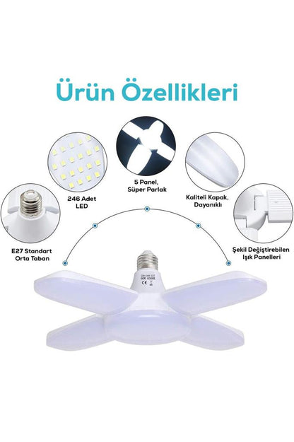 4 Kanatlı Katlanabilir Led Lamba