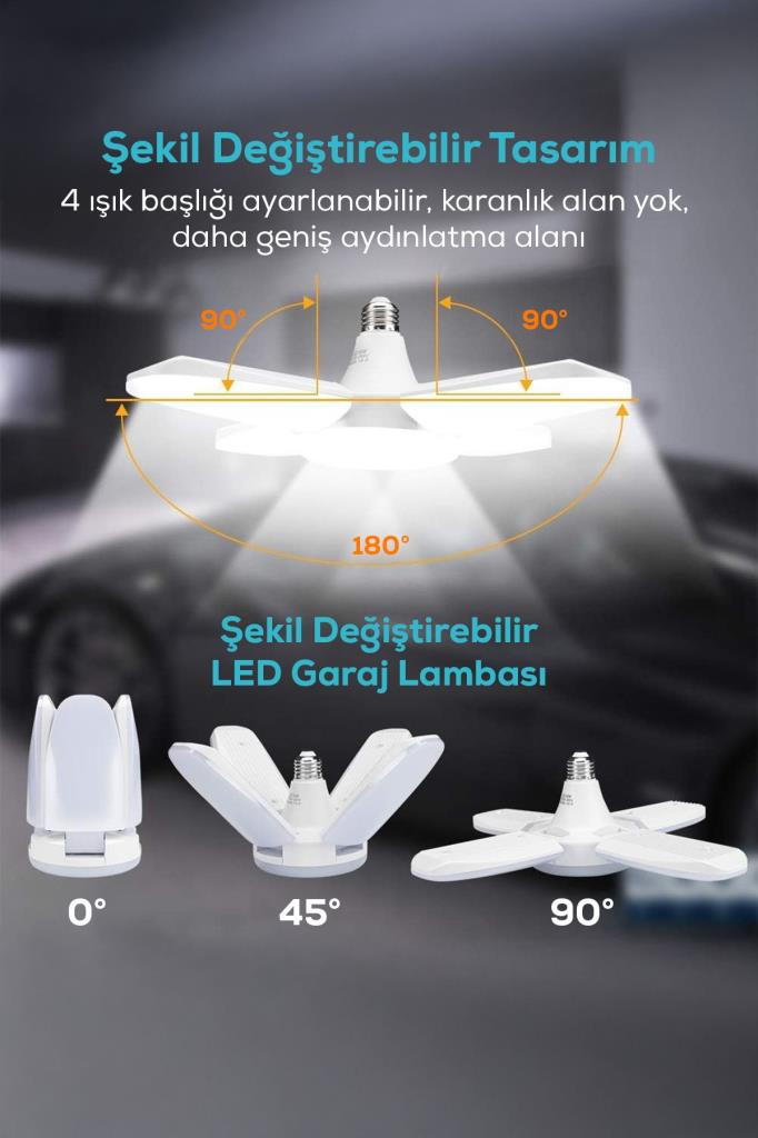 4 Kanatlı Katlanabilir Led Lamba