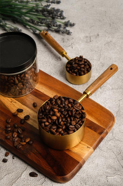 4’lü Ahşap Saplı Gold Paslanmaz Çelik Ölçü Kabı Seti