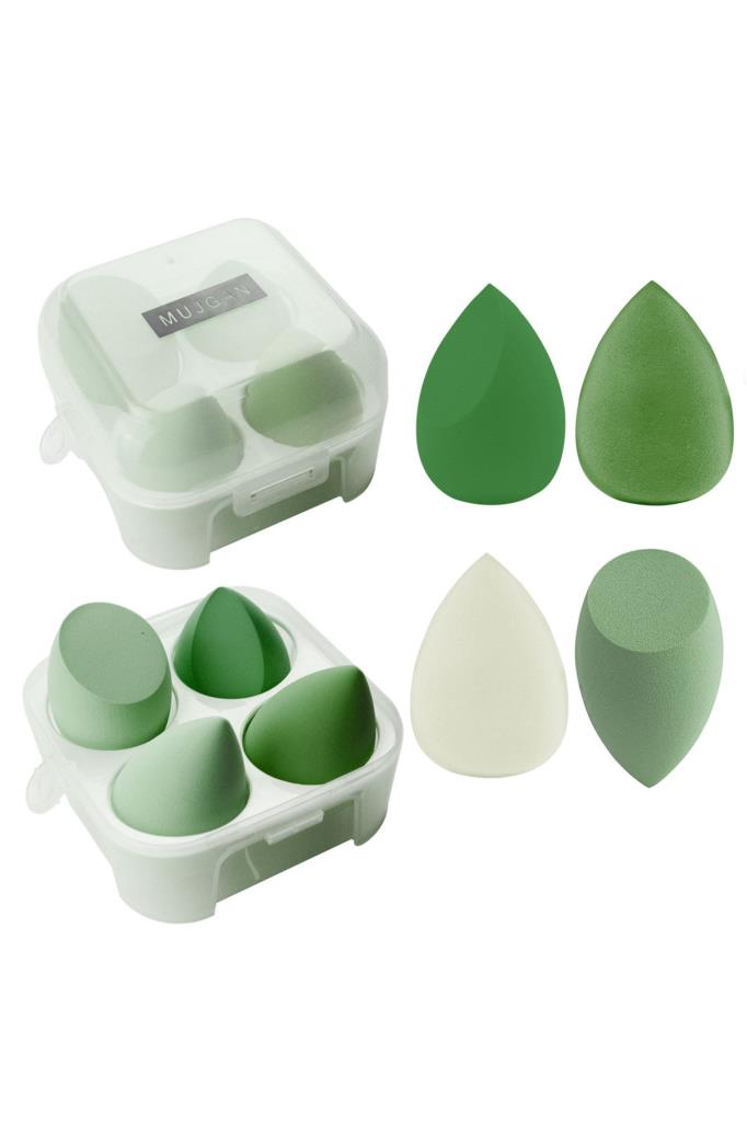 4'lü Standlı Makyaj Süngeri Seti Yeşil Renk