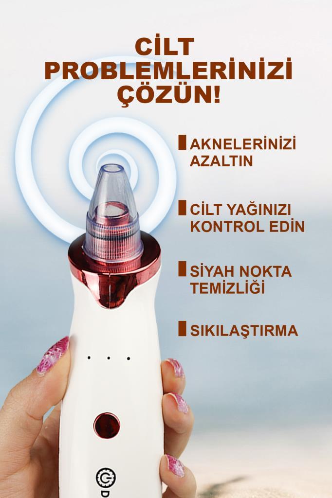 5 Başlıklı Cilt Temizleme Vakum Aleti Multifunctional Cleaning Instrument Kırmızı-Beyaz Detaylı