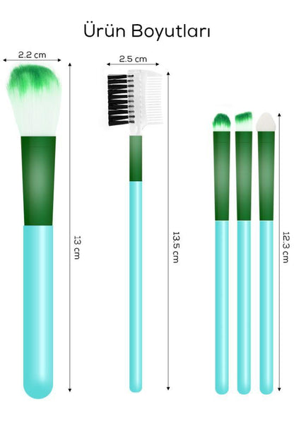 5'li Kutulu Makyaj Fırçası Yeşil