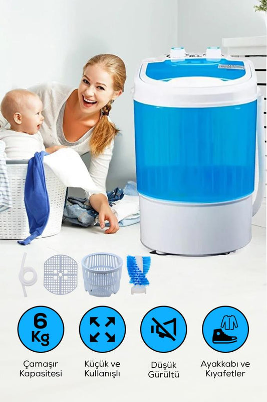 6 Kg Mini Taşınabilir Çamaşır ve Ayakkabı Yıkama Makinesi