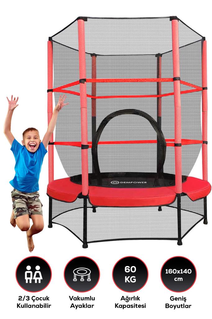 60 Kg Taşıma Kapasiteli 160x140 cm Koruma Fileli Çocuk Trambolin